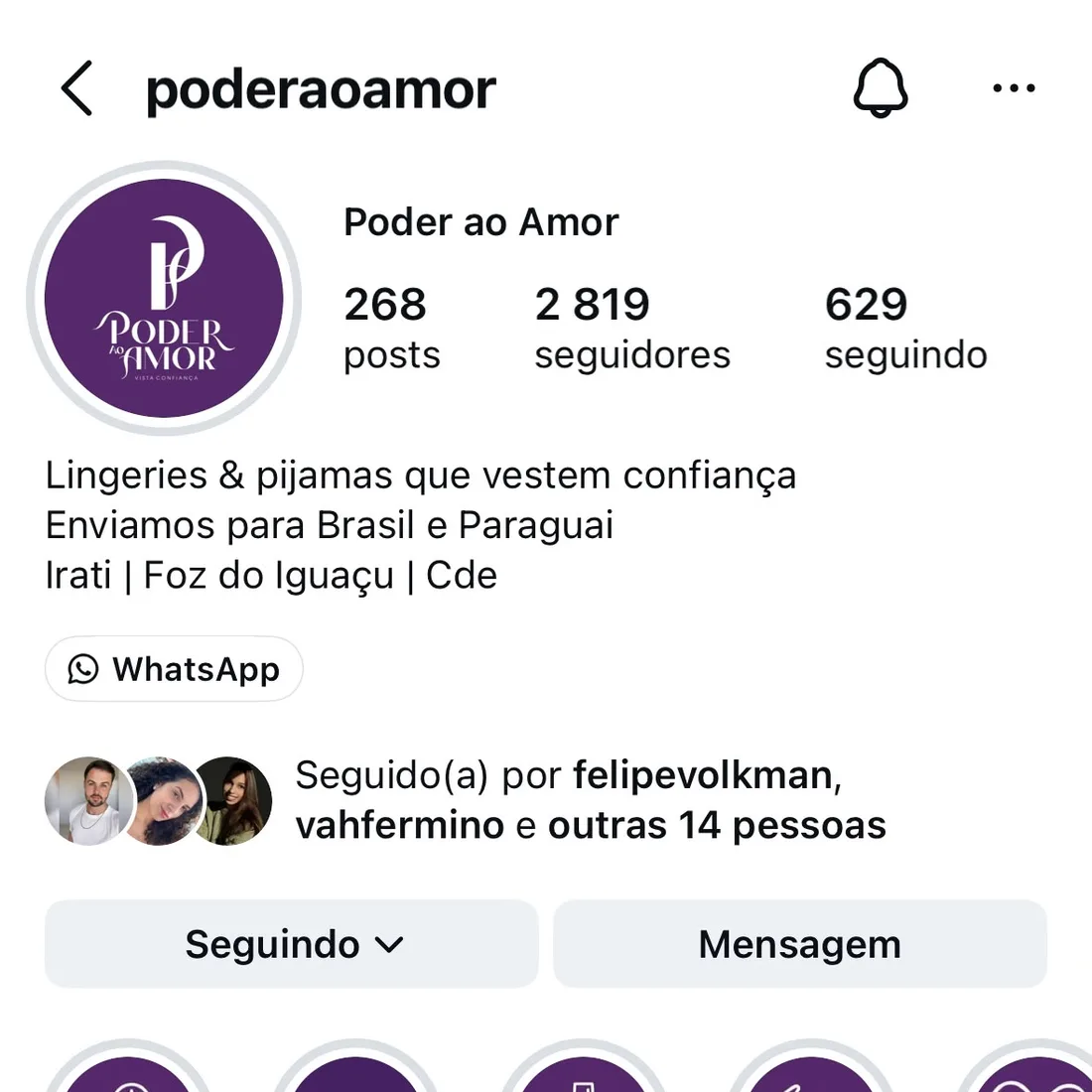 Perfil @poderaoamor no Instagram